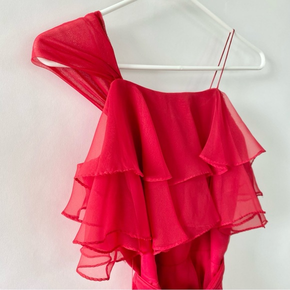 Vintage Miss Elliette Cascading Ruffles Maxi Dress Evening Gown Red 6 - Picture 6 of 16